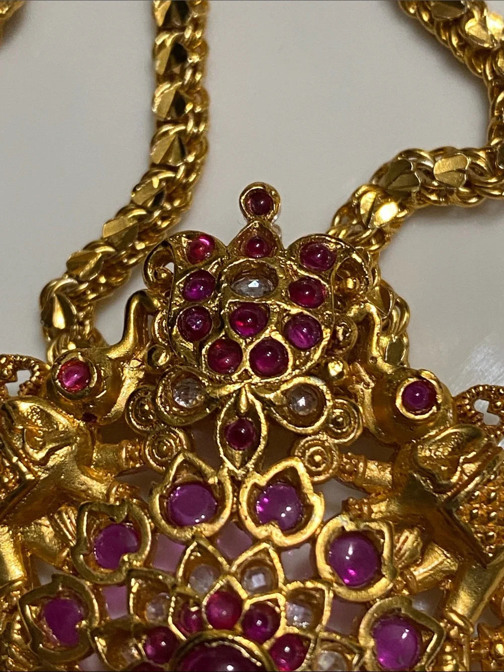 24KGP Kemp Filigree Pendant Necklace and Earrings Set with Ruby